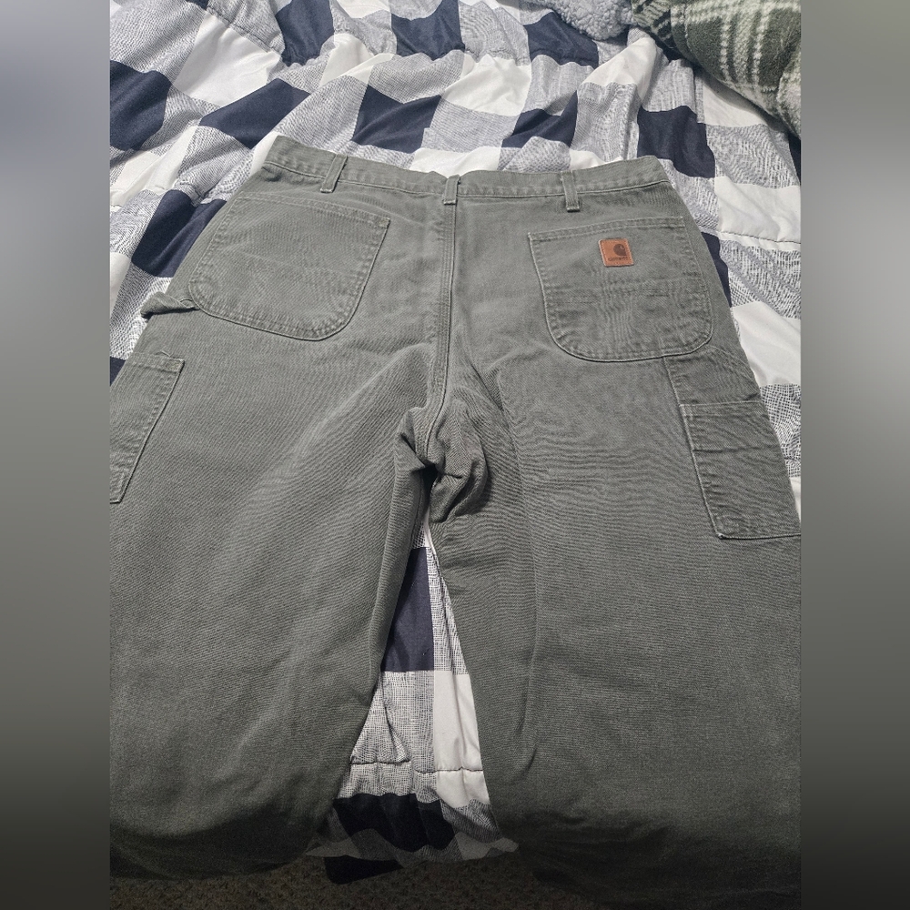 Carhartt Men's Green Flannel Lined Cargo Pants